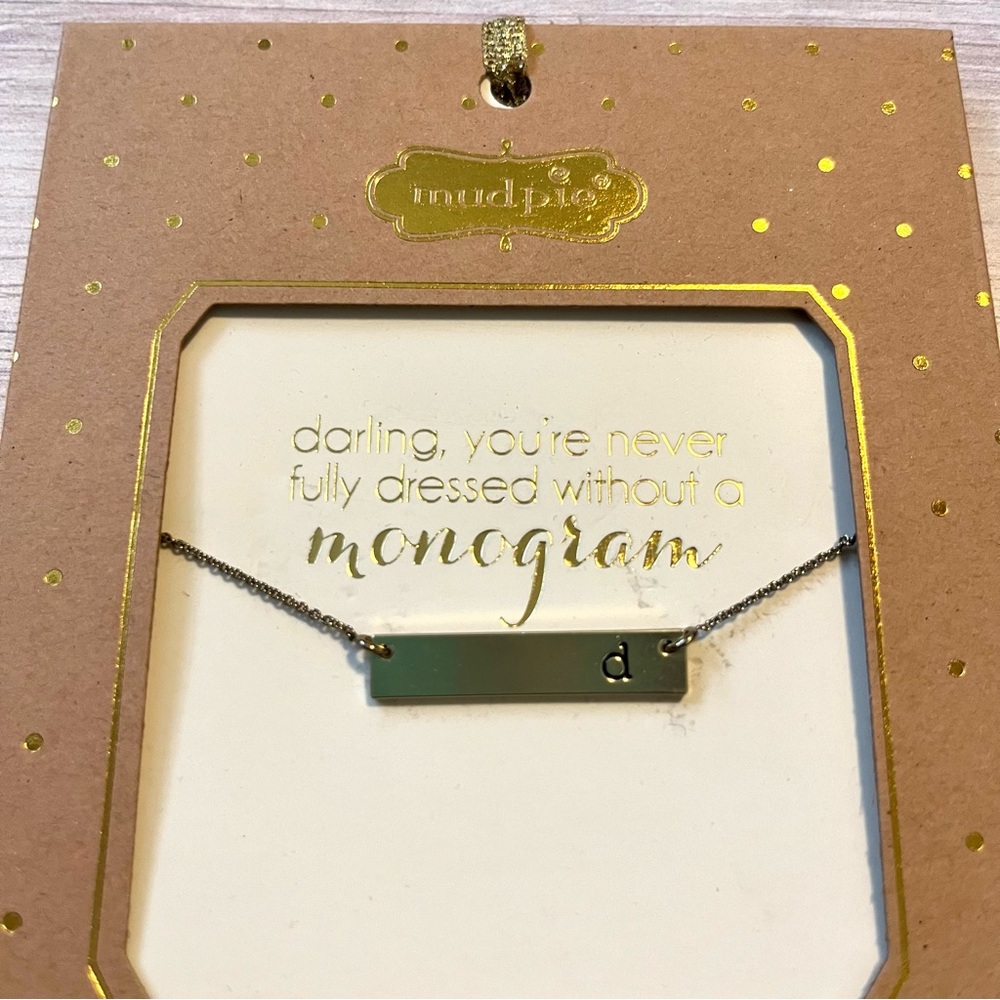 NWT MUDPIE “d” Monogram Necklace - Picture 1 of 2